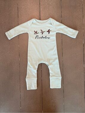 Newborn Baby Boy Hunting-Theme “Nicholas” Monogram Mallard Duck Onesie • Size NB